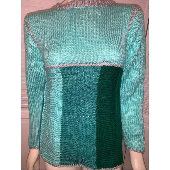 Vintage Colorful Hand Knit Sweater Size Medium - Picture 3 of 13